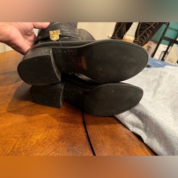 MICHAEL KORS Black Leather Riding Boots GOLD TAG MK LABEL Womens Shoes Sz 7M - Picture 6 of 9